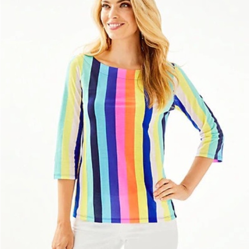 Lilly Pulitzer Multicolored Fitted 3/4 Sleeve Blouse size S